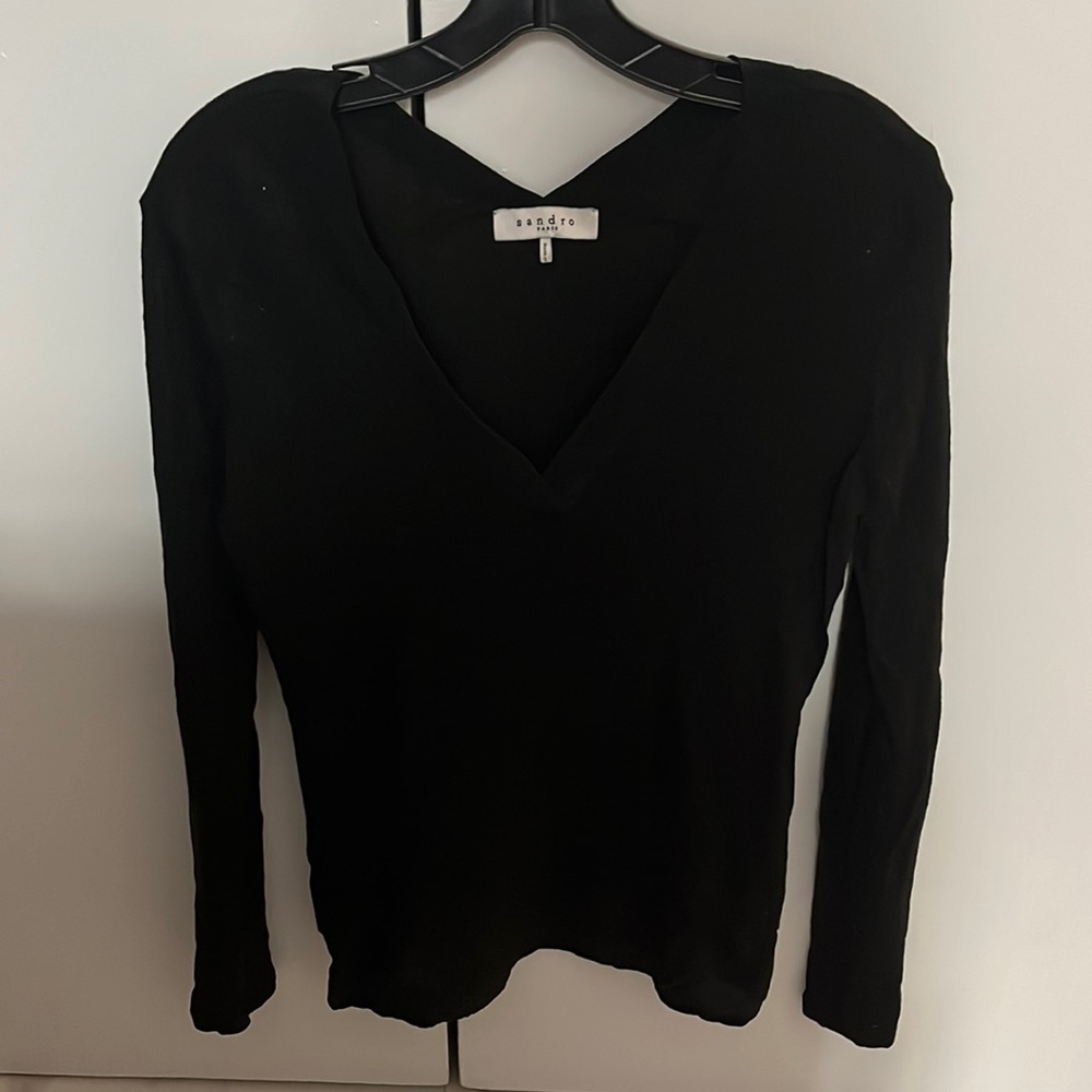 Linen V-neck l/s Sandro top